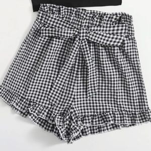 Gingham Belted Shorts